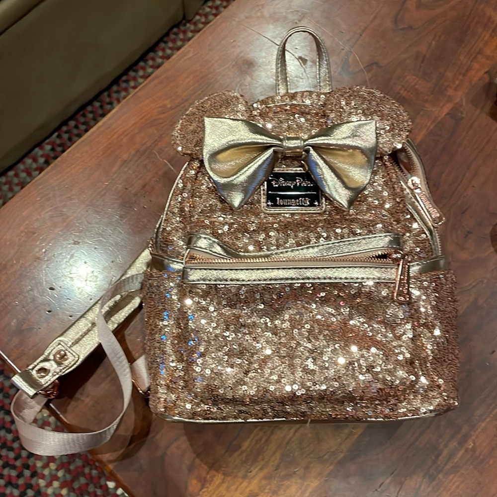 Loungefly Minnie Rose Gold sequin mini backpack